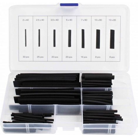 Surtido 127 fundas tubo termoretractil,termofusibles,manguitos de color negro (1/2)