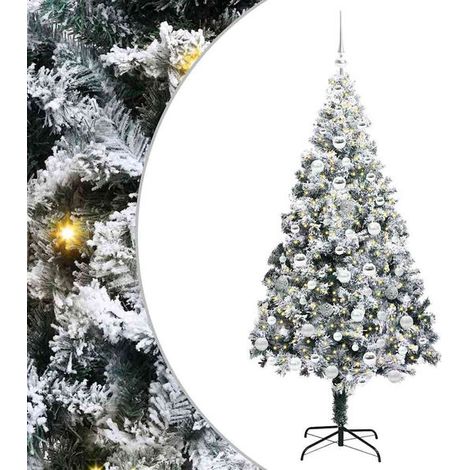 Sapin de Noël artificiel blanc, 180 cm de haut, en PVC, acier et plastique. (1/5)