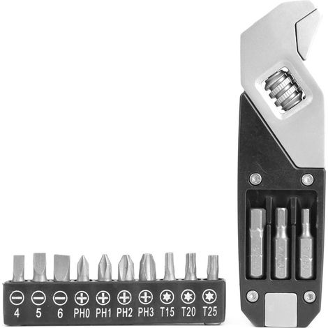 Clé à douille hexagonale pliable en acier inoxydable, outil multifonction réglable pour réparation domestique, avec 10 embouts de tournevis (1/5)