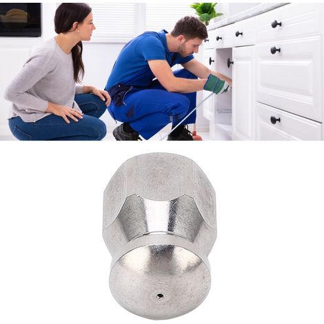 Buse de débouchage pour nettoyeur haute pression 5000 PSI, mini buse compacte et durable, tuyau de débouchage haute pression, petite tête ronde - 1 trou à l'avant, 3 trous à l'arrière (1/5)