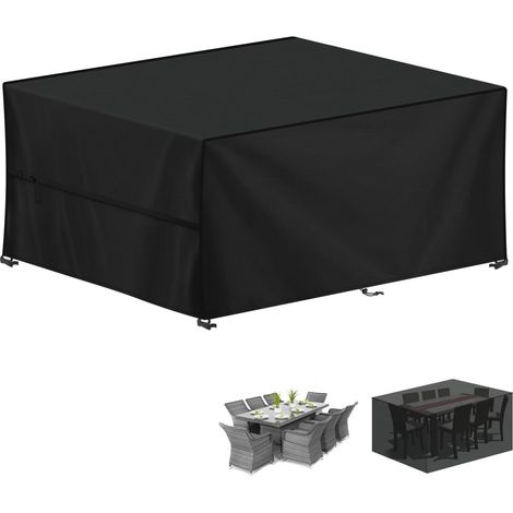 Housse Salon de Jardin 250x180x100cm Housse Table Jardin Imperméable Housses de Protection pour Meubles de Jardin, 420D Tissu Oxford Bache Salon de Jardin Exterieur, Anti-UV, Rectangulaire (1/5)