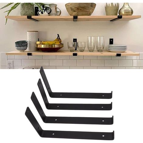Wandregal [Metall, L-förmig, Chevron-Design, 4-teilig] 20 cm, einfache Montage, hohe Tragkraft, Garage, Büro (1/5)