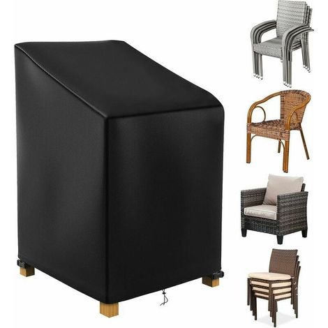 Stackable garden chair cover 70x70x85/125cm, 420D Oxford waterproof outdoor chair cover, garden chair protector, garden chair cover, black (1/5)