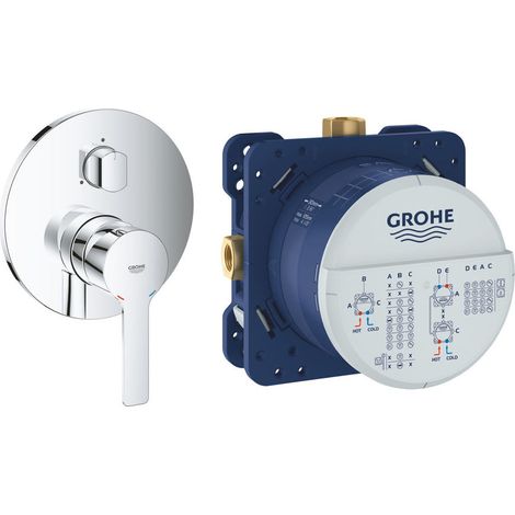 Ricambio corpo incasso Rapido Smartbox Grohe 35604000 + parte esterna doccia con deviatore a 3 vie lineare cromo 24095001