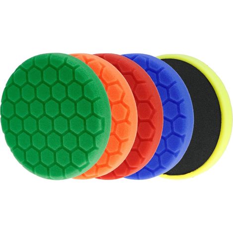 Pad Polissage 150mm - 5 Pièces Éponge de Polissage pour Le Polissage, Le Cirage, Le Scellement et Le Glaçage de Voiture - Lavable et Réutilisable (1/5)