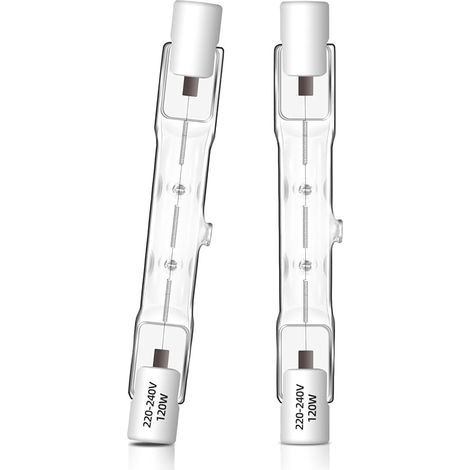 Lot de 2 Ampoule Halogène R7s 78mm 120W Dimmable, J78 Ampoule Halogène Crayon 230V, 1800LM 2700K Blanc Chaud, Projecteur Halogène Linéaire Pour Éclairage Paysager, Sécurité, Lampadaire (1/5)