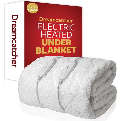 Dreamcatcher Deluxe Double Electric Blanket Dual Control Fitted Polar Fleece Heated Bed Underblanket 190 x 137cm 3 Heat Settings (1/5)