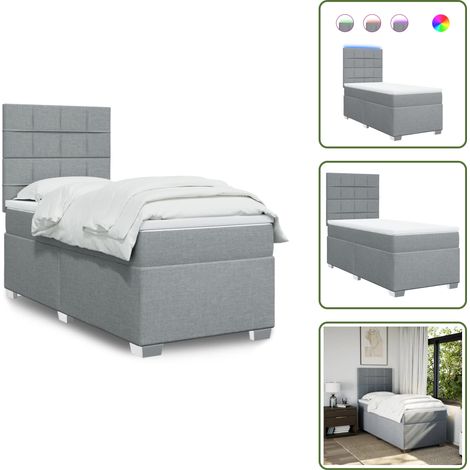 Boxspringbett mit Matratze Hellgrau 90x200 cm Stoff - Boxspringbett - Doppelbett - Bettgestell - Kopfteil - Matratze (1/5)