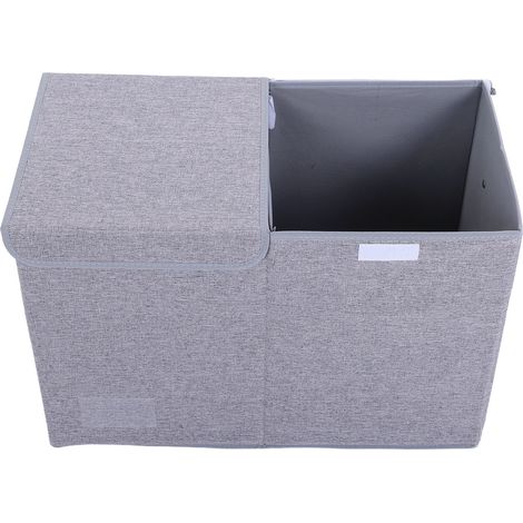 Grand coffre à jouets avec couvercle pliable et poignées robustes pour crèche, salle de jeux, salon, chambre à coucher, gris (1/5)