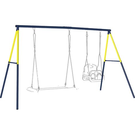 Cadre de balançoire pour enfants, acier durable, capacité de 2 balançoires, Bleu (1/2)