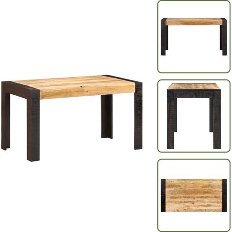 The Living Store Esstisch 140x70x76 cm Raues Mango-Massivholz - Holz Esstisch (1/5)