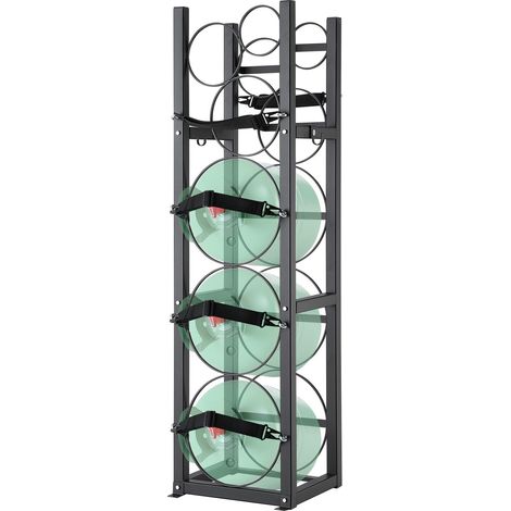 Rack Bouteille de Gaz, Capacité 3x13,6 kg et 3 Autres Petits, Support de Cylindre de Réfrigérant 32,5x33x119,7 cm, Rayonnage Stockage en Acier pour Fréon, Gaz, Oxygène, Azote, Fluide Frigorigène (1/5)