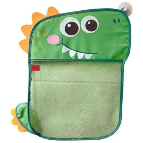 Pair Sac de rangement de jouets de bain pour enfants en forme de dinosaure, grande capacité avec ventouses et filet.