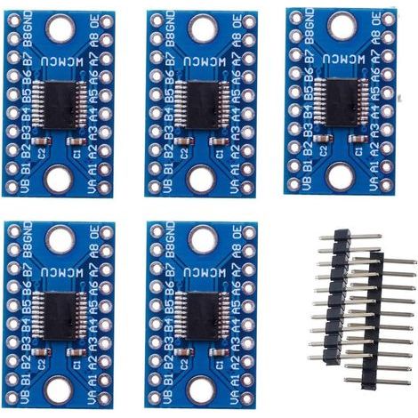 Paquete de 5 convertidores de nivel lógico de 8 canales, bidireccionales, de alta velocidad, dúplex completo, de 3,3 V a 5 V, para Arduino y Raspberry Pi. (1/5)