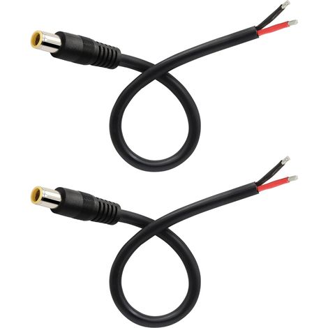 Lot de 2 câbles d'alimentation DC7909-12 V DC 8 mm mâle vers Fil Nu - Câble d'alimentation de réparation-16 AWG DC7,9 x 0,9mm-Connecteur pour Batterie Solaire,Ordinateur Portable(0,3 m) (1/5)