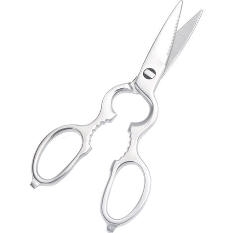 Multifunktionsschere, Universalschere, Länge: 20 cm, aus speziellem Edelstahl, ein hervorragender Küchenhelfer, abnehmbar, silberfarben.