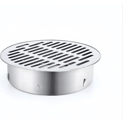 Floor Drain, Shower Drain, Round Stainless Steel Floor Drain,Large Hollow Design Anti-Clog, Quick Installation, for Bathroom, Roof, Kitchen, Outdoor Balcony, Courtyard,(Flat Mouth ø200mm, Silver) (1/5)