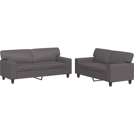 Maison Exclusive - Ensemble de canapés 2 pcs gris similicuir (1/5)
