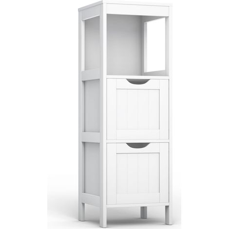 COSTWAY Bathroom Floor Cabinet Multifunctional Side Storage Cabinet-White (1/5)