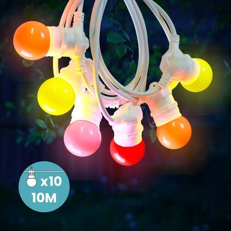 Guirlande Lumineuse Guinguette Couleurs Chaudes 10 m Cable Blanc (1/3)