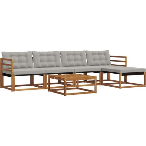 Conjunto de sofás de exterior 6 pcs Gris Natural y Claro vidaXL (1/5)