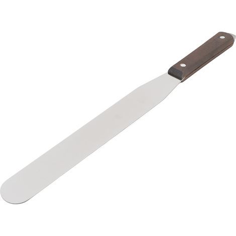 Straight icing spatula, stainless steel and wood handle, cake decorating, baking icing, painting, 10 inches (1/5)