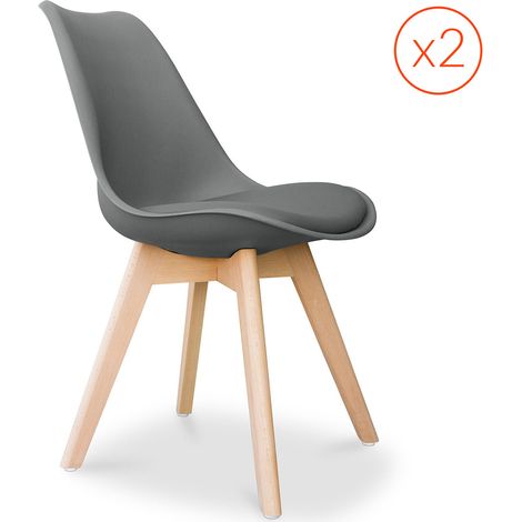 Lot von 2 Denisse stühle mit Kissen Skandinavisches design - Kunststoff Dunkelgrau