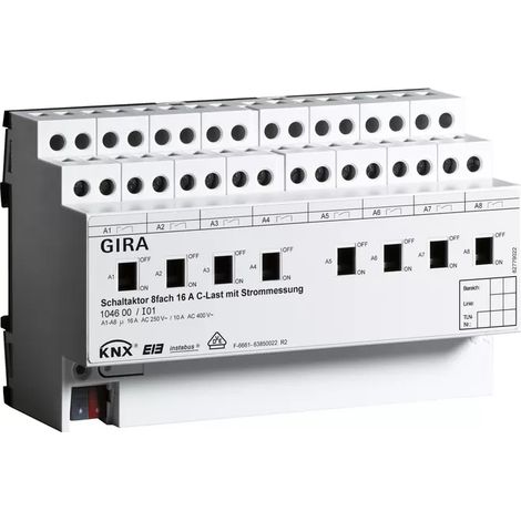 Gira Schaltaktor 8f 16 A Hand + Strom C-Last KNX REG 104600 (1/2)