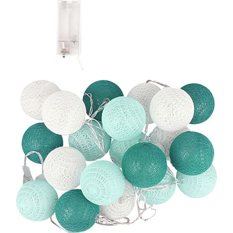 Guirlande Lumineuse - Boules Coton 30 LED - Longueur 4,5 M - Pour Chambre Salon Extérieur - Sans Pile - 1 Pièce (1/2)
