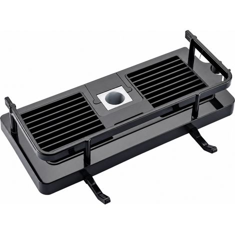 Estantería de Ducha sin Taladrar de ABS Negro para Barra 24 a 25 mm (1/5)