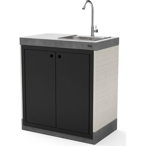TUOZI - Módulo Stand PLAN/VENIT 1 Fregadero y Grifería para Barbacoa de Obra Prefabricada (Blanco, gris, negro - 78 x 47 x 47 cm) - Uso en Exteriores