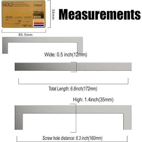 Küchenschrankgriff 160 mm  10er-Pack  Edelstahl  Griff für Schränke und Schubladen