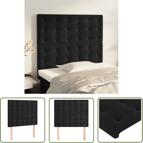 The Living Store Têtes de lit 2 pcs Noir 90x5x78/88 cm Velours - Tête De Lit - Tête De Lit Velours - Meuble Chambre - Literie - Décoration Chambre (1/5)