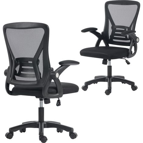 Chaise bureau ergonomique. fauteuil de bureau en maille. accoudoirs relevables. hauteur réglable. 59.5x56x103cm. noir