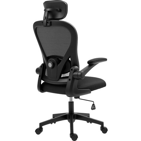 Chaise de bureau ergonomique accoudoirs relevables soutien lombaire réglable noire fauteuil bureau travail confort (1/5)