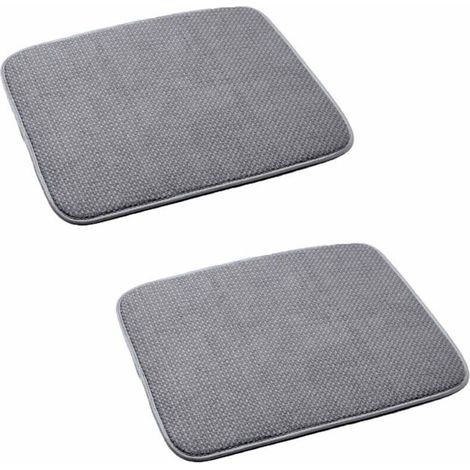 Tapis d'égouttage en microfibre absorbante, tapis d'égouttage pour évier de cuisine, séchage rapide, 40 x 46 cm, lavable en machine, lot de deux, gris.