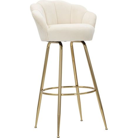 Tabouret de Bar Coquillage "Vienna" 110cm Crème & Or (1/5)