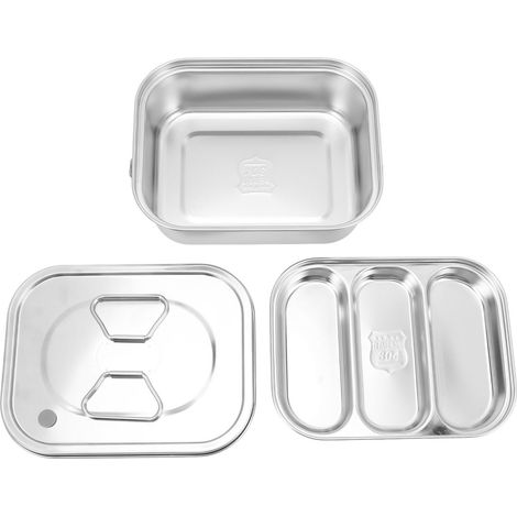 Lunchbox aus Edelstahl 304 mit Deckel, großer, auslaufsicherer Isolierbehälter für Erwachsene (1/5)
