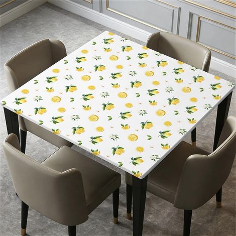 Quadratische Tischdecke 90x90cm mit Gummizug, wasserdicht, Zitronenmuster