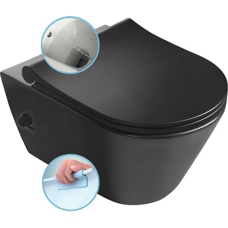 Sapho Avva - inodoro suspendido con ducha de bidé Rimless, negro mate 100315-110 (1/5)