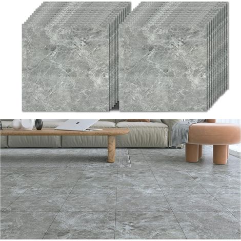 Carrelage Adhesif Sol Gris Vintage Dalle PVC Adhesive Sol pvc Sdhesif Marbre Stickers Carrelage Cuisine Imperméable Dalle pvc Garage Salle de Bain Chambre 1.5mm 30 cm × 30 cm 24 Pièces (1/5)
