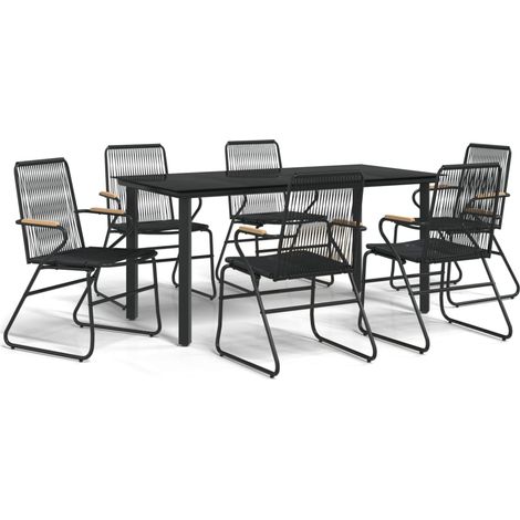 Maison Exclusive - Set da Pranzo da Giardino 7 pz Nero in Rattan PVC