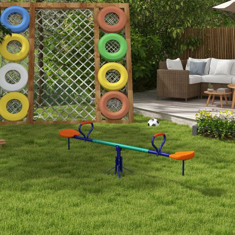 Wippe für Kinder von 3–8 Jahren mit 360°-Drehung, schaukelnde Stahl-Gartenschaukel mit PP-Sitzen, 192 x 60 x 60 cm, mehrfarbig