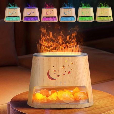 2-in-1 Aroma Diffuser and Salt Lamp, Flame Effect Diffuser with 260ml Water Tank, Humidifier for Essential Oils and Aromatherapy