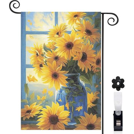 Drapeau de jardin extérieur décoration extérieure toile durable double face 30 x 45 cm pour cour maison terrasse (1/5)