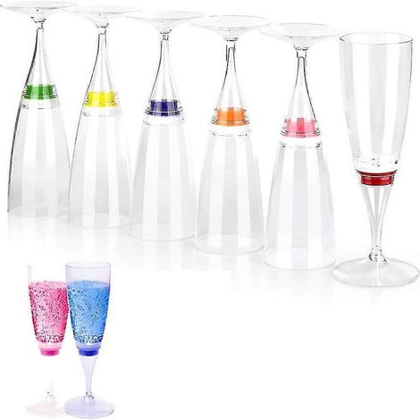 Lot de 6 flûtes à champagne LED clignotantes activées par l'eau (1/4)