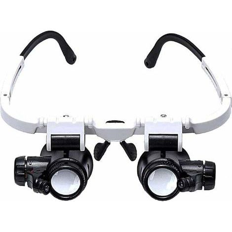 Lunette Loupe avec 2 Lumières LED Loupe Binoculaire Lampe Loupe Grossissante pour Horloger, Lecture, Bijoutier, Couture 8X-15X-23X