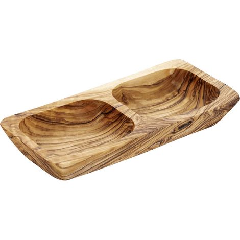 Bol - Olive - 17,5 x 8,5 cm - Hauteur : 2,5 cm - Bois d'olivier : 0,15 l (chaque pièce est unique. La couleur et le grain peuvent varier (1/5)