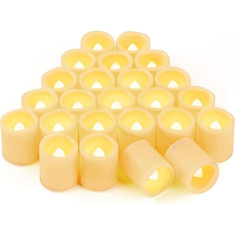 MINKUROW Paquete de 24 Velas Candelita Led Parpadeantes Sin Llama - Blanco Cálido - 3,8 x 4,6 cm - para Decoración de Bodas, Festivales, Fiestas, Halloween y Navidad (1/5)
