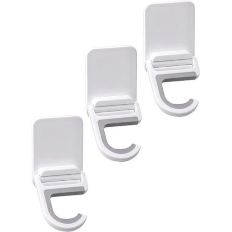 Soporte adhesivo de crochet para escoba, paquete de 3 unidades, diseño plegable sin perforación, color blanco, alta capacidad de carga, accesorio práctico para organización de cocina y baño (1/5)